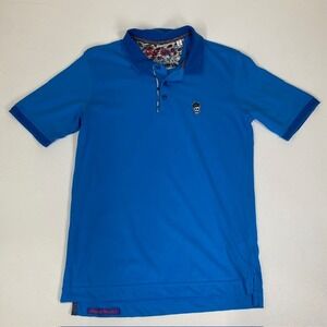 Robert Graham Polo Shirt Skull Crown Print Short Sleeve Classic Fit S‎